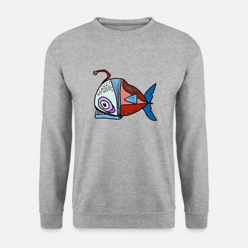 Fisch - Unisex Pullover - Weißgrau meliert