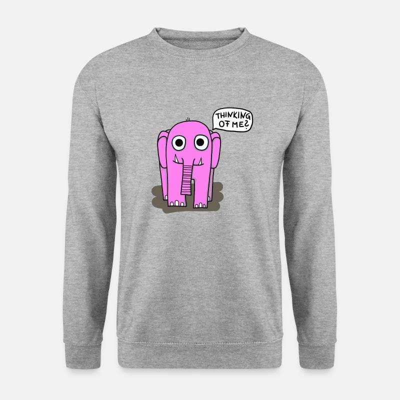 rosa Elefant - Unisex Pullover - Weißgrau meliert