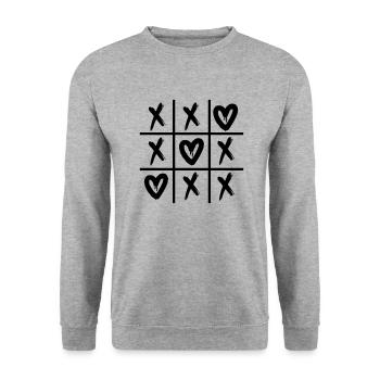 Liebe pur: Herz-Shirt für Dich! - Unisex Pullover - Weißgrau meliert - Vorne - Alina (178cm) & Michal (187cm)