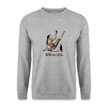 BAR AU SOL (danse, alcool, apéro, vin) - Sweat-shirt Unisexe - gris chiné - Devant - Alina (178cm) & Michal (187cm)