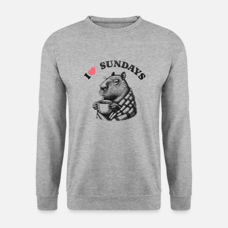I love Sundays Capybara - Unisex Pullover - Weißgrau meliert