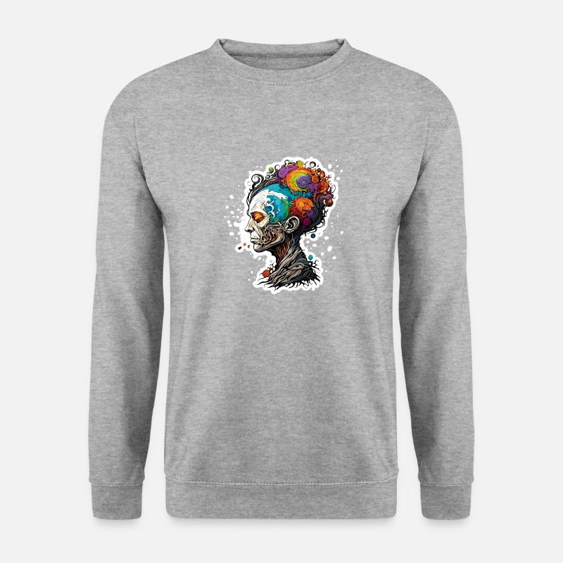 Frau / Baum / Verwurzelt / Kunst / Illustration - Unisex Pullover - Weißgrau meliert
