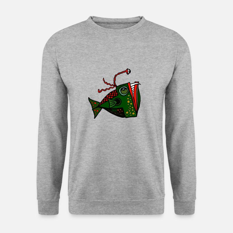 fisch - Unisex Pullover - Weißgrau meliert