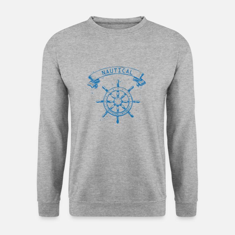 nautical, marine, segelboot - Unisex Pullover - Weißgrau meliert
