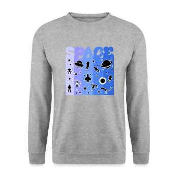 Space, Astronaut, All, Weltall - Unisex Pullover - Weißgrau meliert - Vorne - Alina (178cm) & Michal (187cm)