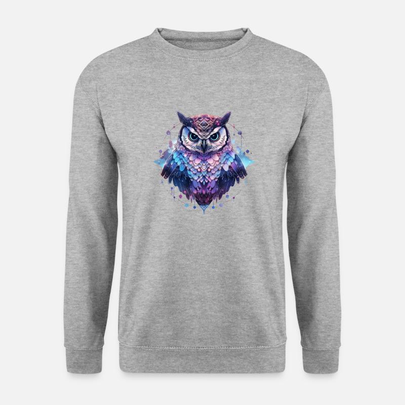 Eule - Unisex Pullover - Weißgrau meliert