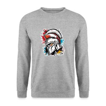 Spartan / Warrior / Fighter / Ancient / Sparta - Unisex Sweatshirt - salt & pepper - Front - Alina (178cm) & Michal (187cm)