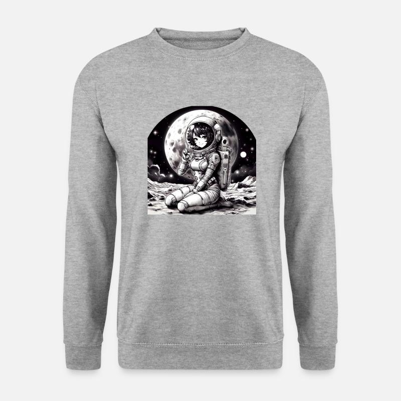 Manga Astronaut Mädchen - Unisex Pullover - Weißgrau meliert