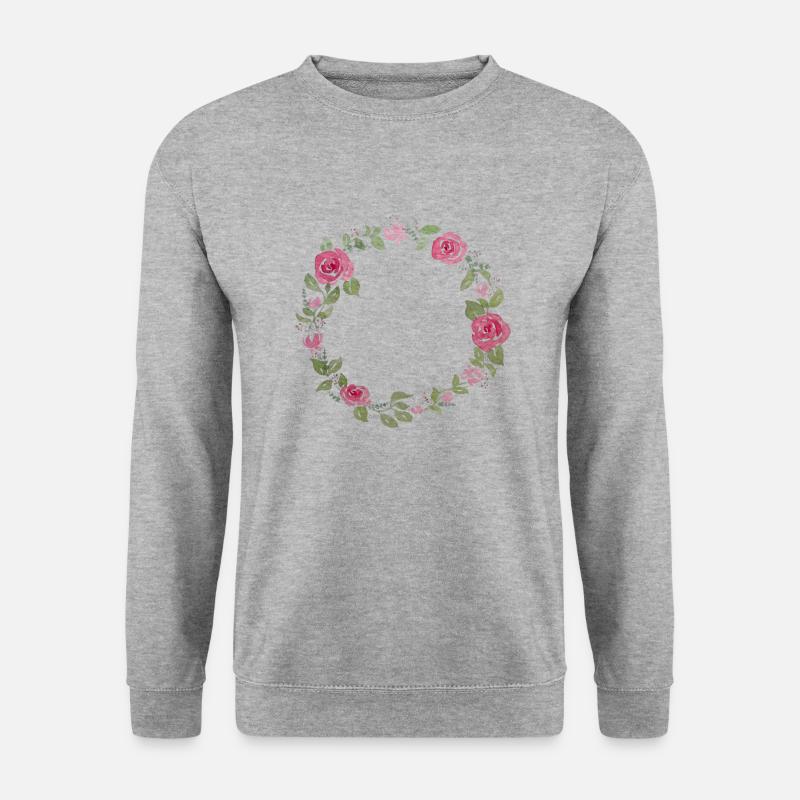 Blumenkranz - Unisex Pullover - Weißgrau meliert