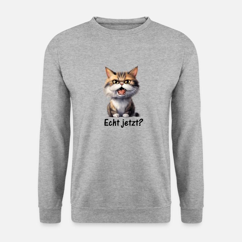 Echt jetzt? ♥ EmotiCatz - Unisex Pullover - Weißgrau meliert