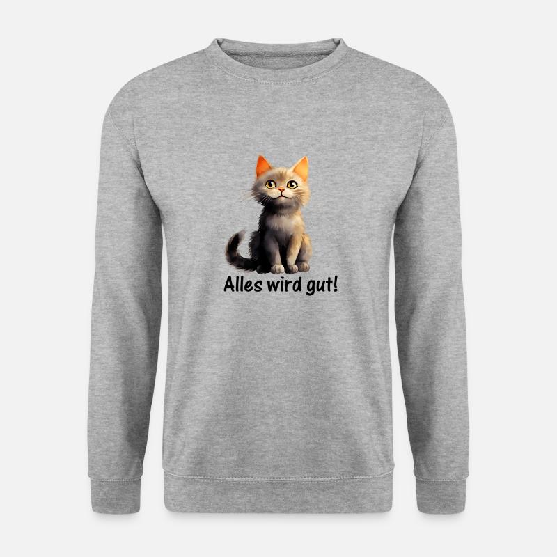 Alles wird gut! ♥ EmotiCatz - Unisex Pullover - Weißgrau meliert