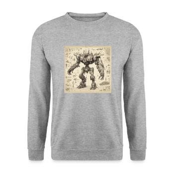 Bauplan / Sepia / Vintage / Retro / Roboter - Unisex Pullover - Weißgrau meliert - Vorne - Alina (178cm) & Michal (187cm)