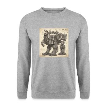 Blueprint / Sepia / Vintage / Retro / Robot - Unisex Sweatshirt - salt & pepper - Front - Alina (178cm) & Michal (187cm)
