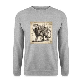 Plan / Sépia / Vintage / Rétro / Robot - Sweat-shirt Unisexe - gris chiné - Devant - Alina (178cm) & Michal (187cm)