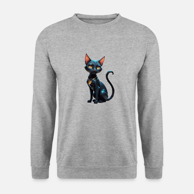 Katze Comic süß - Unisex Pullover - Weißgrau meliert