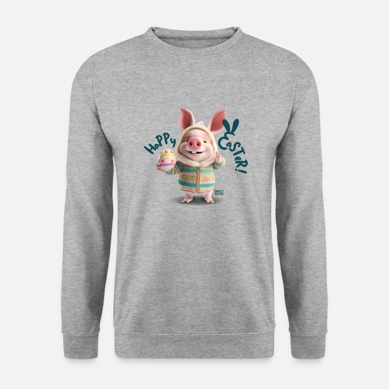 Schweinchen Ostern - Unisex Pullover - Weißgrau meliert