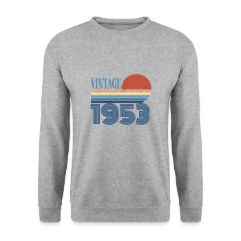 Jahrgang 1953 - Unisex Pullover - Weißgrau meliert - Vorne - Alina (178cm) & Michal (187cm)