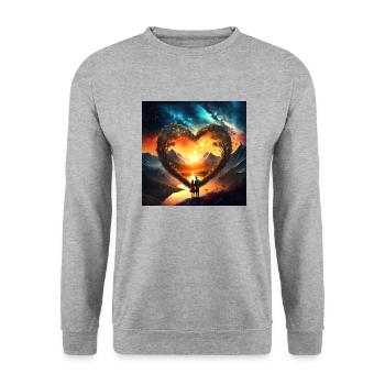 Firefly peace and love - Sweat-shirt Unisexe - gris chiné - Devant - Alina (178cm) & Michal (187cm)