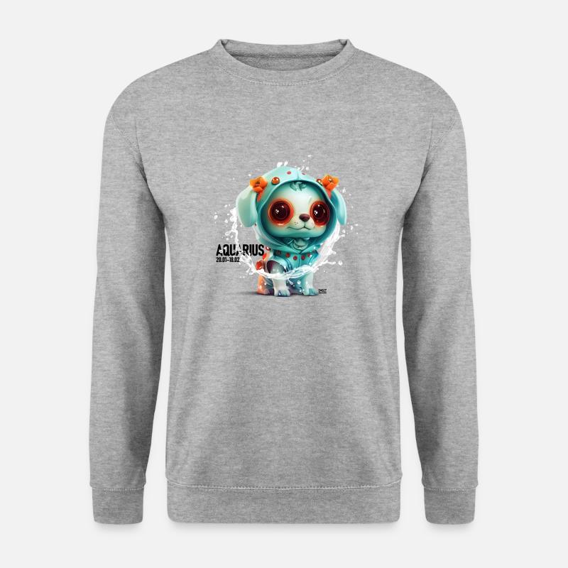 Wassermann-Welpe! - Unisex Pullover - Weißgrau meliert
