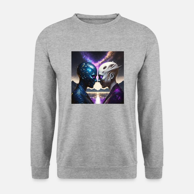 Glühwürmchen Person Ying Yang - Unisex Pullover - Weißgrau meliert