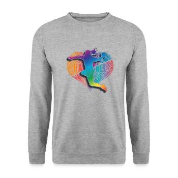 Handball Spielerin Herz - Unisex Pullover - Weißgrau meliert - Vorne - Alina (178cm) & Michal (187cm)