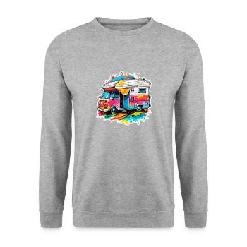 Camping-car / Camping-car / camping / Roadtrip / Voyage - Sweat-shirt Unisexe - gris chiné - Devant - Alina (178cm) & Michal (187cm)