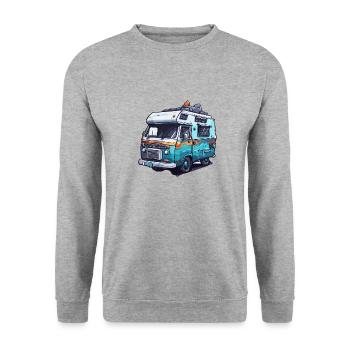 Camping-car / Camping-car / camping / Roadtrip / Voyage - Sweat-shirt Unisexe - gris chiné - Devant - Alina (178cm) & Michal (187cm)