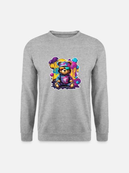 Teddybär / Kuscheltier / Stofftier / Geschenkidee - Unisex Pullover - Weißgrau meliert