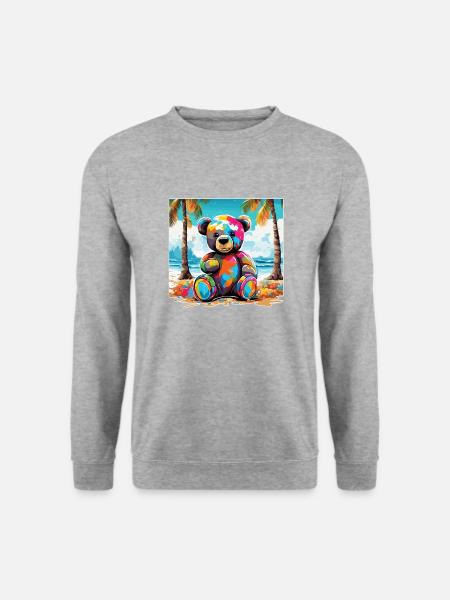 Teddybär / Kuscheltier / Stofftier / Geschenkidee - Unisex Pullover - Weißgrau meliert