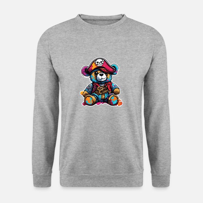 Teddybär / Kuscheltier / Stofftier / Geschenkidee - Unisex Pullover - Weißgrau meliert