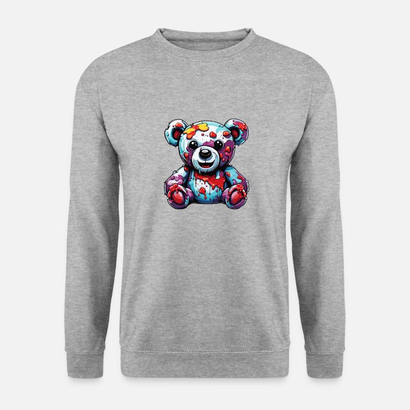 Teddybär / Kuscheltier / Stofftier / Geschenkidee - Unisex Pullover - Weißgrau meliert