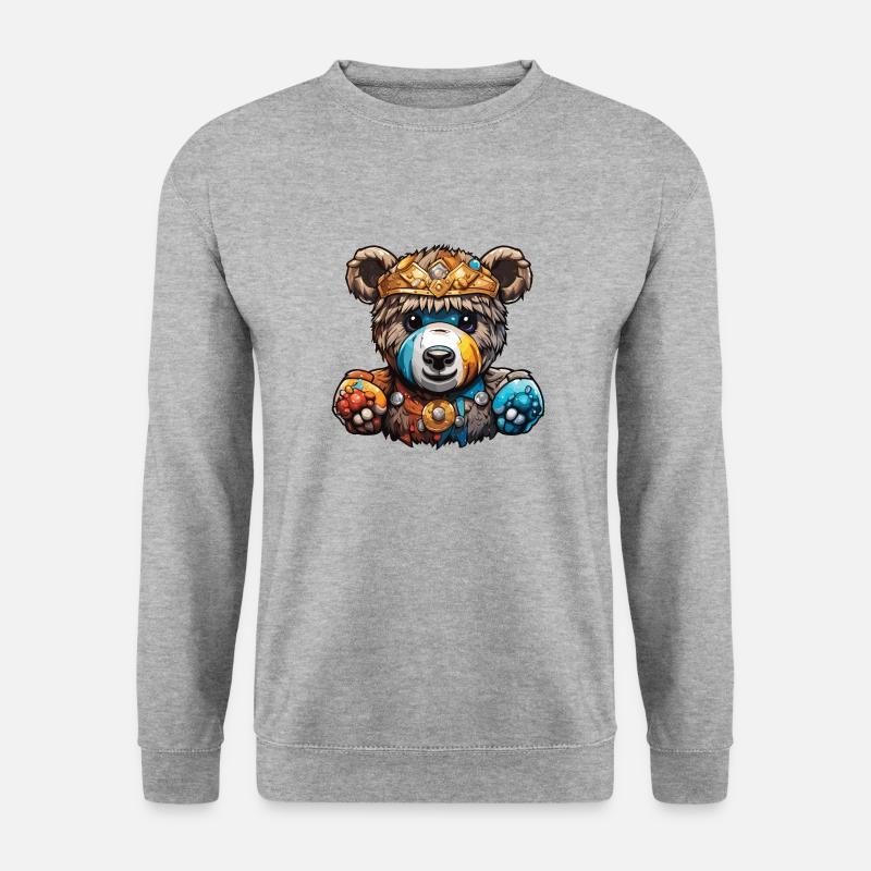 Teddybär / Kuscheltier / Stofftier / Geschenkidee - Unisex Pullover - Weißgrau meliert