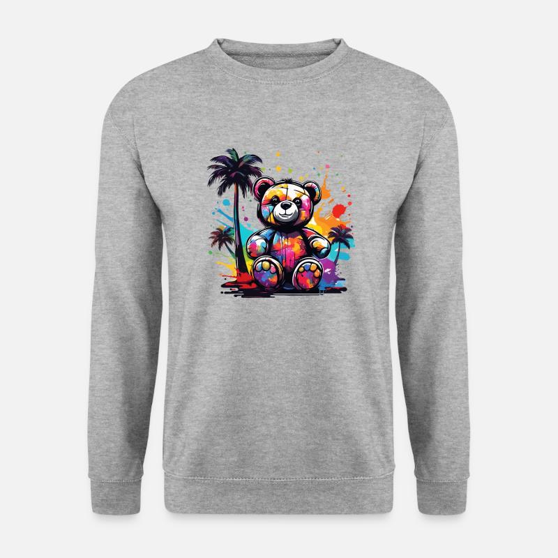 Teddybär / Kuscheltier / Stofftier / Geschenkidee - Unisex Pullover - Weißgrau meliert