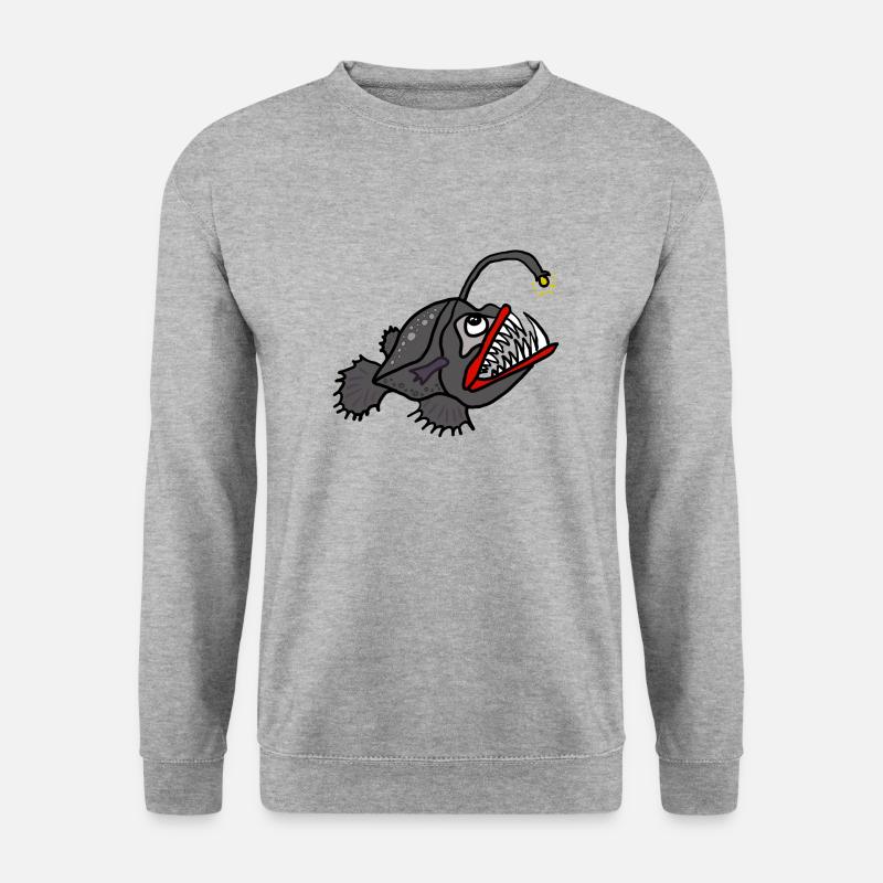Leuchtender Anglerfisch - Unisex Pullover - Weißgrau meliert