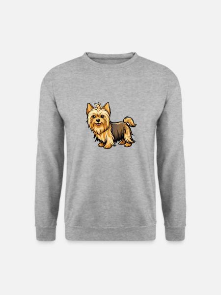 Schlanker Seidenterrier stolziert auf Hundeausstellung - Unisex Pullover - Weißgrau meliert
