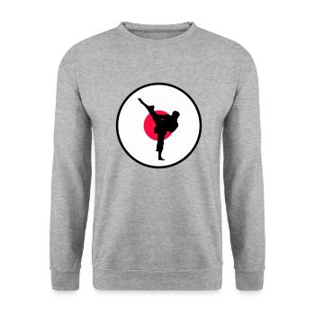 karate japan - Unisex Pullover - Weißgrau meliert - Vorne - Alina (178cm) & Michal (187cm)