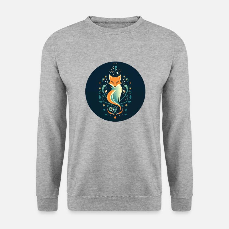 Fuchs mit Ornamenten - Unisex Pullover - Weißgrau meliert