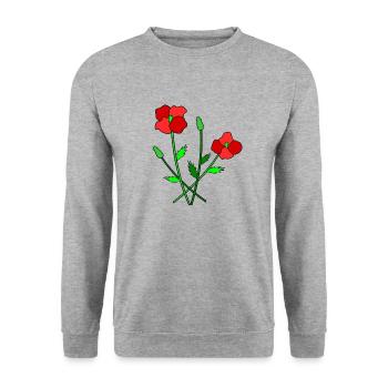 Blühender Mohn - Unisex Pullover - Weißgrau meliert - Vorne - Alina (178cm) & Michal (187cm)