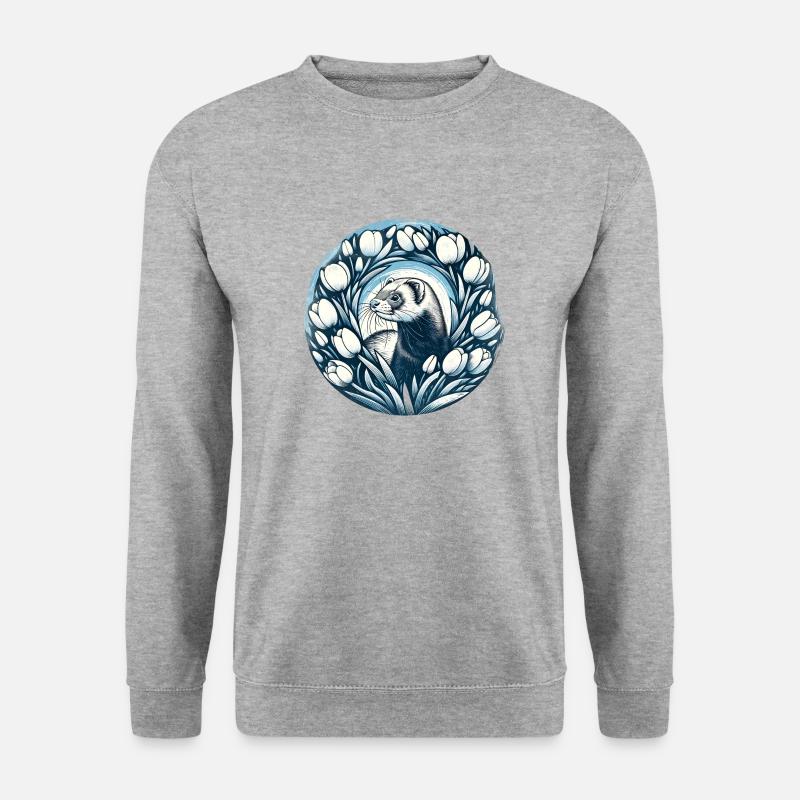 Frettchen-Tulpen - Unisex Pullover - Weißgrau meliert