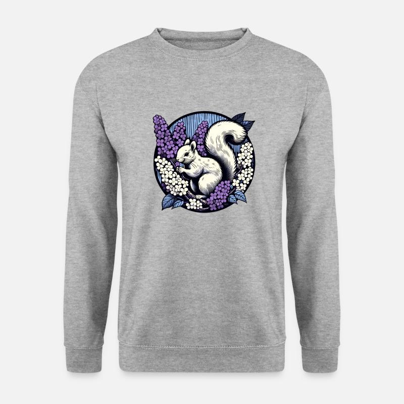 Flieder-Eichhörnchen - Unisex Pullover - Weißgrau meliert