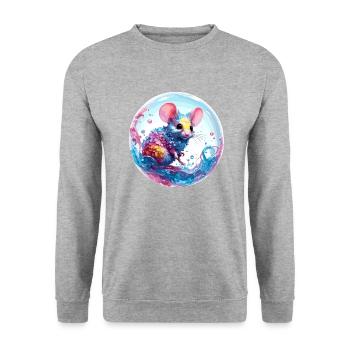 Animal in Soap Bubble / Childlike / Cute / Mouse - Unisex Sweatshirt - salt & pepper - Front - Alina (178cm) & Michal (187cm)