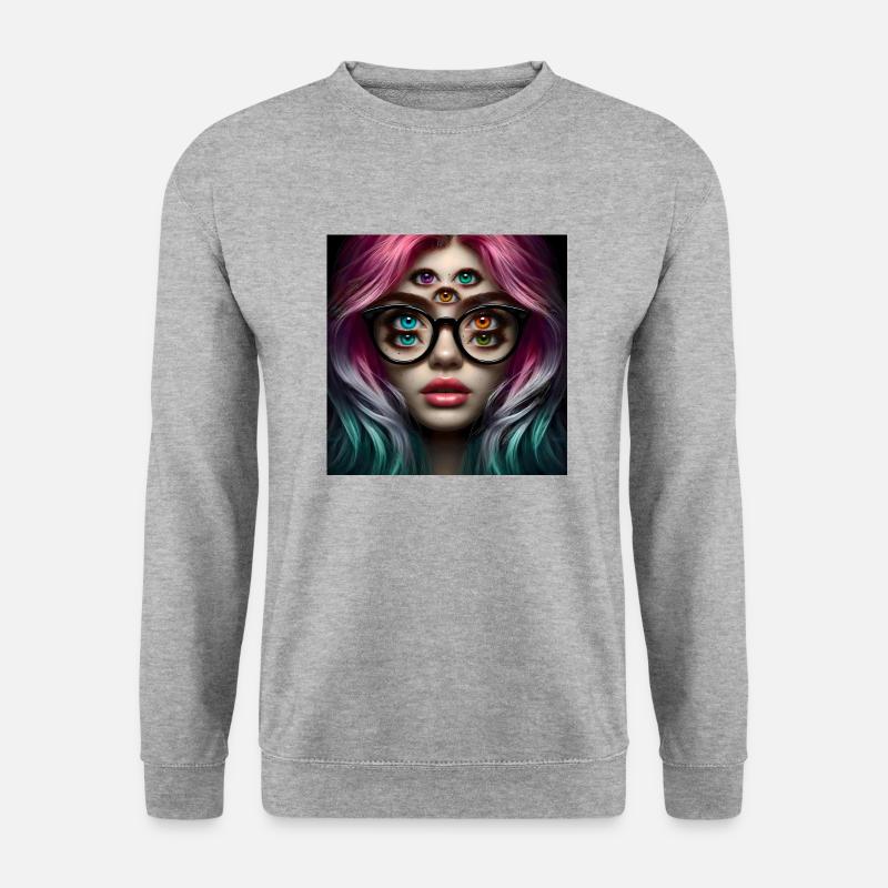 # eyes Girl - Unisex Pullover - Weißgrau meliert