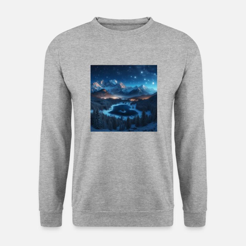 Landschaft - Unisex Pullover - Weißgrau meliert