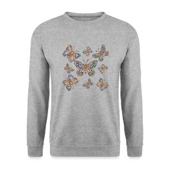 Schmetterlinge - Unisex Pullover - Weißgrau meliert - Vorne - Alina (178cm) & Michal (187cm)