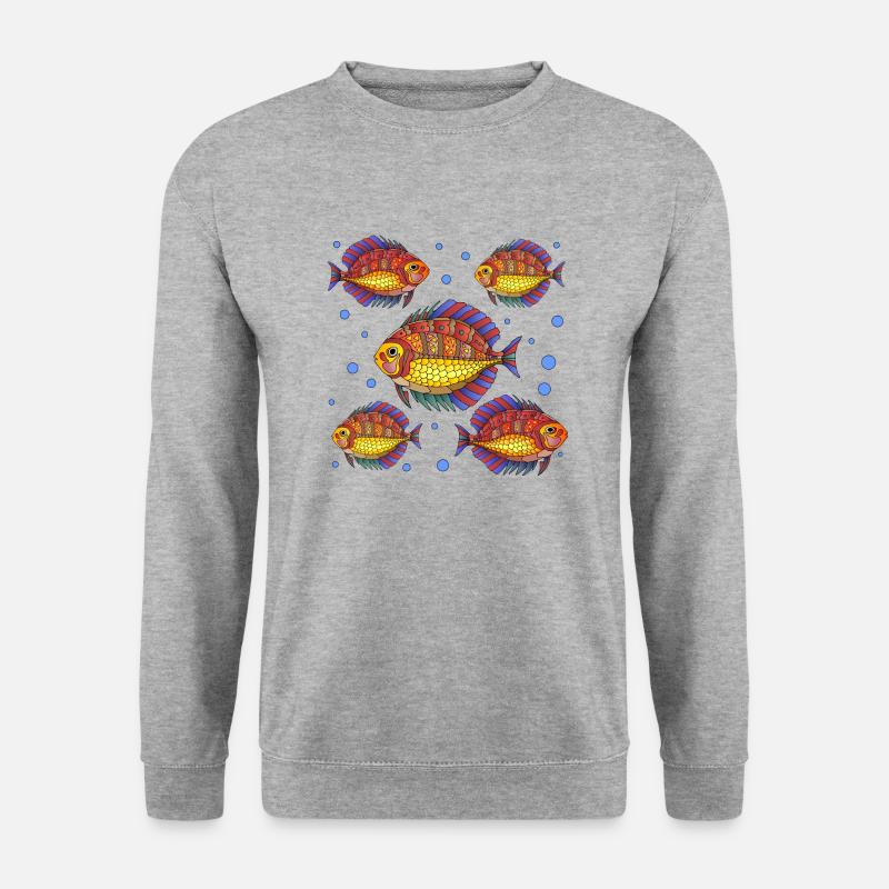 Fische - Unisex Pullover - Weißgrau meliert