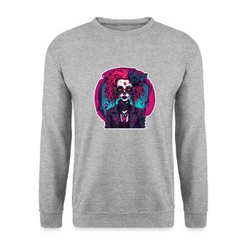 Poupée d’horreur / Halloween / Effrayant / Sombre - Sweat-shirt Unisexe - gris chiné - Devant - Alina (178cm) & Michal (187cm)