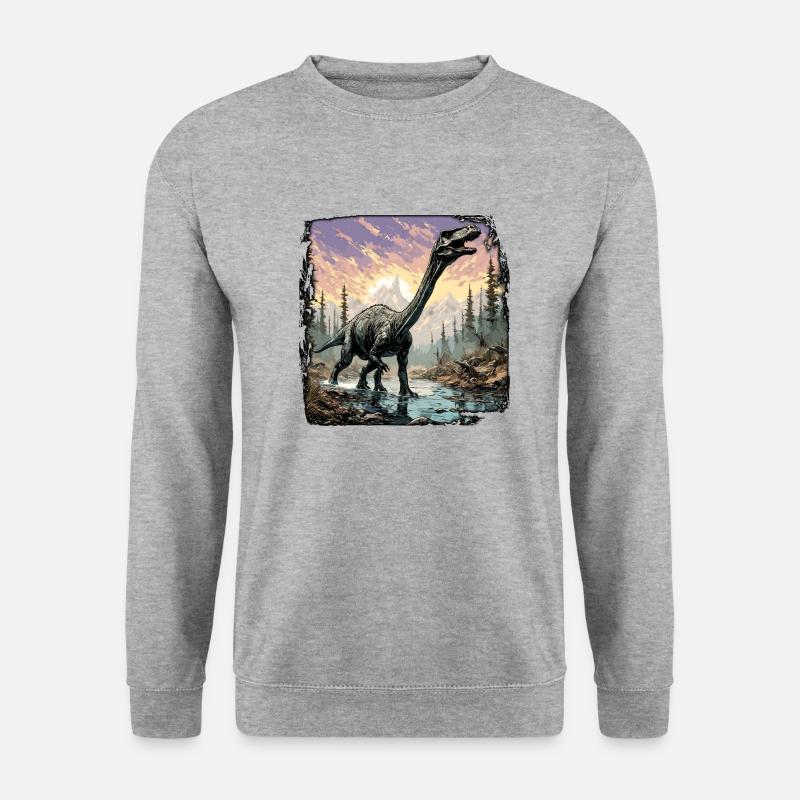 Dinosaurier / Tier / Urzeit / Reptil / Jungs - Unisex Pullover - Weißgrau meliert