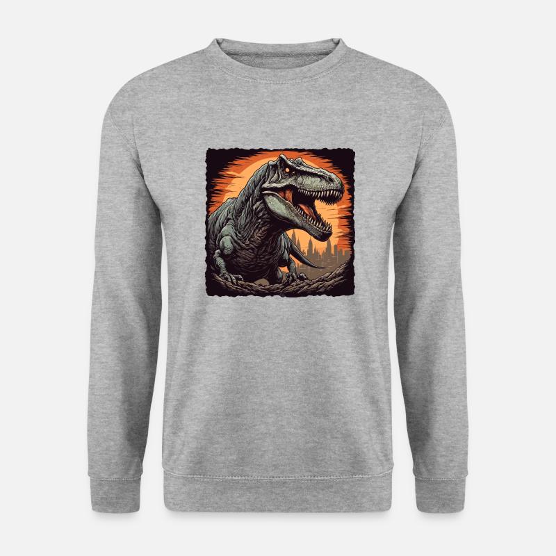 Dinosaurier / Tier / Urzeit / Reptil / Jungs - Unisex Pullover - Weißgrau meliert