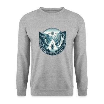 Epic Fjord Expedition - Unisex Sweatshirt - salt & pepper - Front - Alina (178cm) & Michal (187cm)