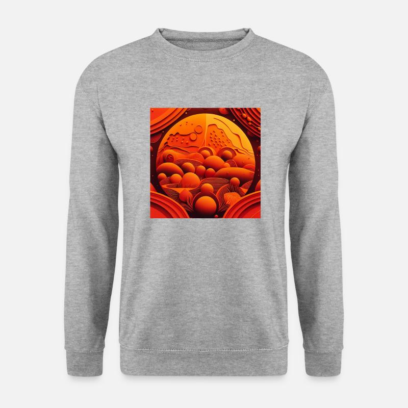 Rote Landschaft - Unisex Pullover - Weißgrau meliert
